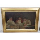 HEINRICH FRITZSCHE 1911, Painting, signed front lower left, Three German men drinking from