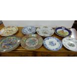 Two pairs of porcelain plates (I pheasant pattern, 1 Ironstone) & 5 others (9)