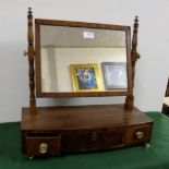 Regency Toilet Mirror, a rectangular swivel mirror on turned mahogany supports, 3 drawers, on base