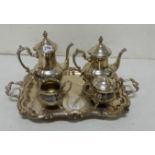 5 Piece “Towle” Silver Plate Tea Set incl. Tea Pot, water pot, sugar bowl & cream jug and a large