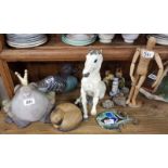 Group of Animal Ornaments – Spelter horse, duck etc