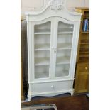 A Laura Ashley chalk-white painted display cabinet/armoire enclosed glazed doors over one long