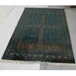 Fine Quality Art Silk Deep Green Rug with small abstract pattern, 1.2m x 1.8m