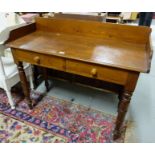 Victorian pitch pine Washstand with upper gallery, 2 apron drawers, with turned front and back legs,