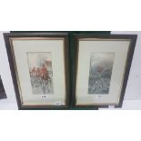 Pair of Hunting Scene Prints, 28cm x 14cm, mounted in similar wood frames (2)