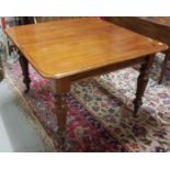 Victorian Mahogany Dining Table, on turned and reeded legs, on castors (no extensions), 42”