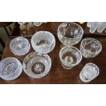 8 x pieces of Crystal including 5 Tipperary small Bowls, 2 small Waterford Bowls and honey pot (8)