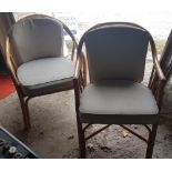 4 x 1980s bamboo framed Conservatory Chairs with cushioned seats (4)