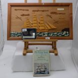 Cutty Sark memorabilia - wooden wall collage, book & a presentation case of a Centenary Medal 1869-