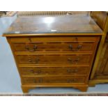 Yew Wood Chest, 78cm w x 77cm h, with 4 drawers, bracket feet