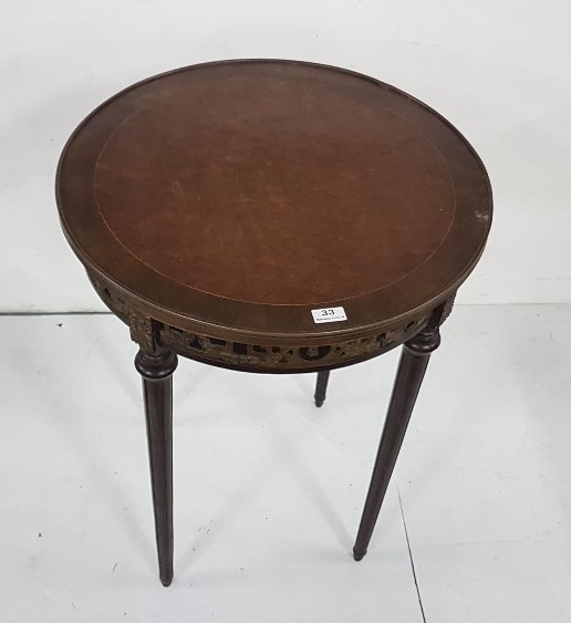 Circular Occasional Table, in the French Style, with a brass gallery, on narrow turned and reeded - Image 3 of 3