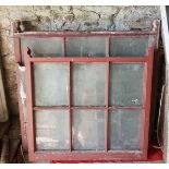 7 x red Georgian Sash Windows and weights (some panes damaged)