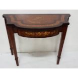 Hand-painted Serpentine-front Hall Table, in the Sheraton Style, with fine floral and swag detail,