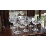 Matching Set of 7 Cut Glass Champagne Glasses