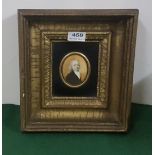 Small oval Pastel Portrait of a Regency Gent wearing a white cravat, in a moulded gilt frame (