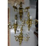 Set of 4 Regency Design Gilt Brass 2 Branch Wall Lights (4)