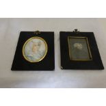 2 x miniature Portrait frames with acorn finials, inset with portrait prints – 1 after