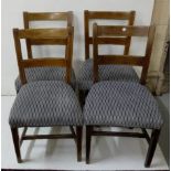 Similar Set of 4 Georgian Mahogany Dining Chairs with splat backs, blue fabric covered seats,