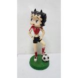 “Betty Boo” Footballer Figure, hand painted in football colours (resin), 28”h