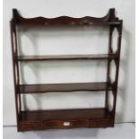 Mahogany Open Back Wall Shelves, 4 tier, with 3 lower drawers