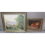 Two Oils on Canvas – “Provence” by Jean Batut (1985) & a Still Life – cherries by L N Ceric (2)
