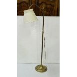 Brass Reading Lamp, electric, with cream shade