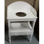 Victorian pine Wash Stand, painted white, gallery back with well for bowl, 66cm w x 103cm h