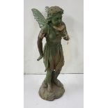 Cast iron garden Model of a Fairy holding a shell, 50cm h