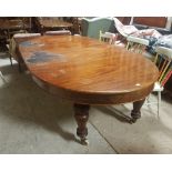Victorian mahogany oval end extendable Dining Table, on large turned feet, porcelain casters, 2