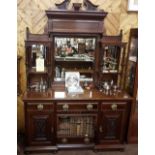Edwardian Mahogany Chiffonier, with Original 3 part bevelled Mirror Back with swan neck pediment,