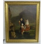 Oil on Canvas, "Blind Girl at the Well", signed at reverse “W.C. Nixon No. 2 (possibly dated 1845),