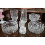 Collection of Cut Glass Items – bowls on stems, vases, jars etc