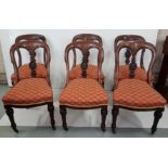 Set of 6 Victorian Good Quality Mahogany Spoon-back Design Dining Chairs, with central splats
