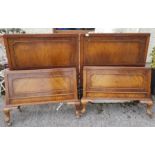 Matching Pair of Edwardian Waring & Gillows single (3ft wide) Beds, with side irons