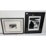 2 x Joe Sloan Etchings - Fisherman to the Sea - No 2/25, Signed & Titled, Both Framed, 17x22 (frame