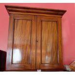 A 19th century walnut wall cupboard enclosed 2 panelled doors, 28" wide x 27¾" high