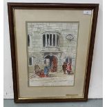 Richard Byrne - Peter Ffrench's doorway, Market Street, Watercolour, Signed, Framed, 21x15 (frame