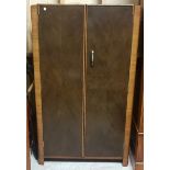 Vintage low height 2 door Walnut Wardrobe, 92cm w x 1.55m h