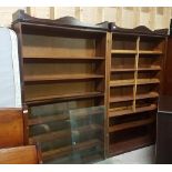 2 x modern open Bookshelves, one with glass sliding doors, one with panel doors (2)