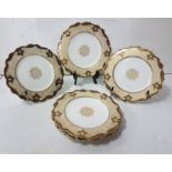 Victorian China Fruit Set (6 + 2 presentation plates) & a set of six gold highlighted Paragon