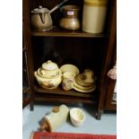 3 x pieces of Stoneware – Mould, Jar, Bed warmer, 2 x Copper Pots, and Hornsea 4-piece Tea set