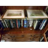 2 shelves of golfing interest books, 2 golfing prints & a shelf of Irish sporting interest – GAA