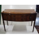 Reproduction Mahogany Sideboard, with 2 Cutlery Drawers, on turned and reeded legs, 1.25m wide