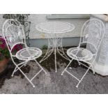 Heavy metal 3 Piece Folding Garden Set with lattice design seats and table top (3)