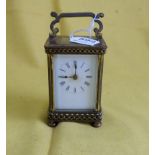 French brass Carriage Clock with key, 15cm h