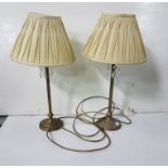 Matching pair of modern brass patinated Table Lamps, each with crystal drops 40cm h and cream