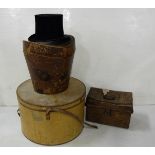 Victorian Top Hat in Box, Hat Box and & hinged lid Tin Deed Box (3)