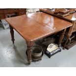 Victorian Mahogany Dining Table, on turned and reeded legs, on castors (no extensions), 42”