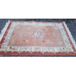 Round Chinese Wool Floor Rug, green floral pattern, 85cm dia & a similar 100% wool pile mauve Rug