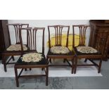 Matching Set of 4 Chippendale Design Dining Chairs, with removeable floral needlepoint seats, square